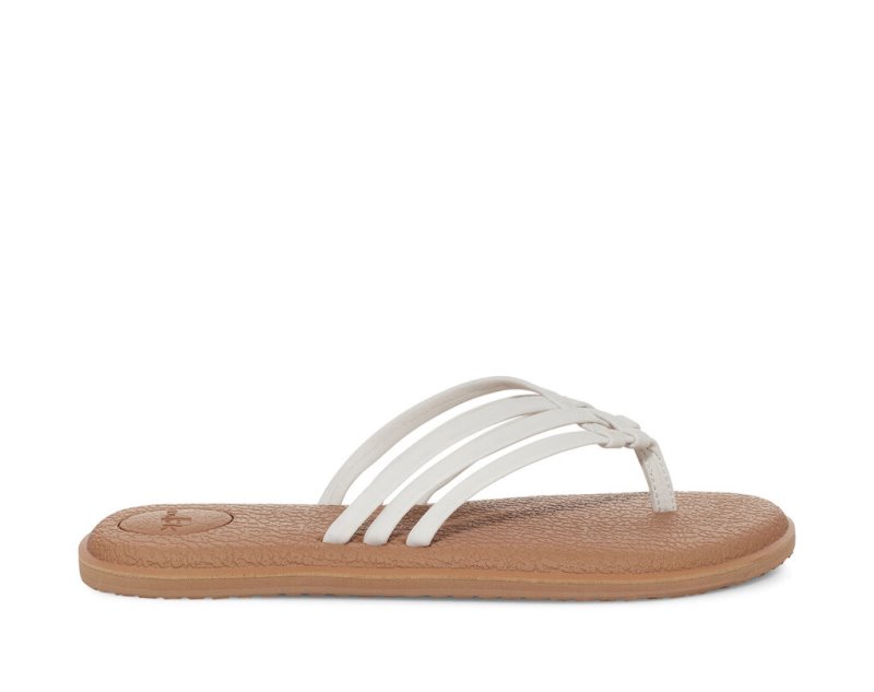 Sanuk Yoga Salty - Sanuk Flip Flops Womens White / Brown - Philippines LCFHJO395